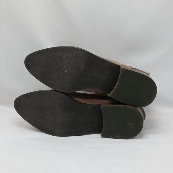 Volatile Womens Ankle Boots Size 9 Taupe Suede Snakeskin Western Low Heel Shoes - Picture 8 of 8